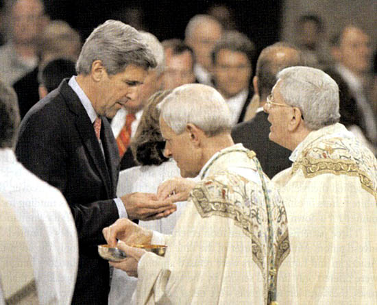 Papal Nuncio giving communion to pro-abortion politicion John Kerry